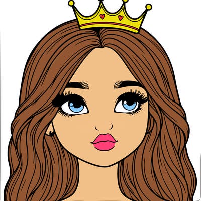 a realistic girl with a crown on