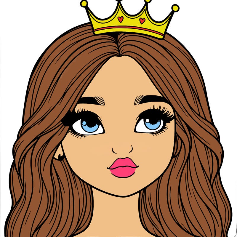 a realistic girl with a crown on
