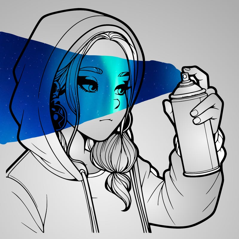 a realistic girl, spray painting