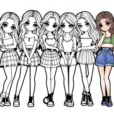 a group of girls realistic