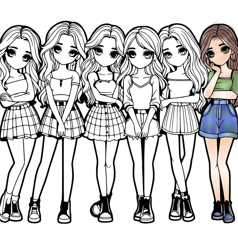 a group of girls realistic