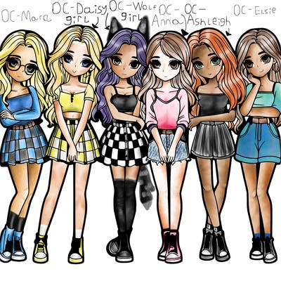 a group of girls realistic