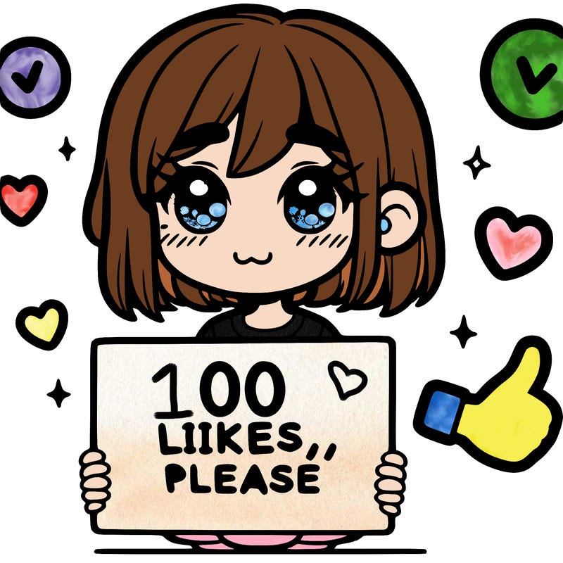 a girl with a sign saying 100 likes, please