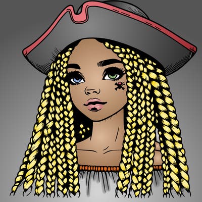 realistic girl with box braids and i realistic pirate hat