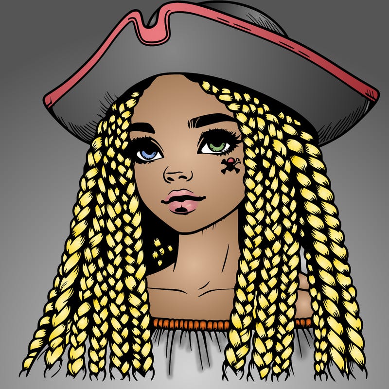 realistic girl with box braids and i realistic pirate hat