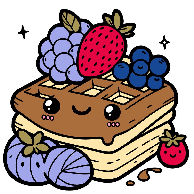 simple waffle with fruit