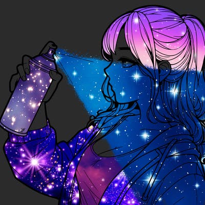 a realistic girl spray, painting