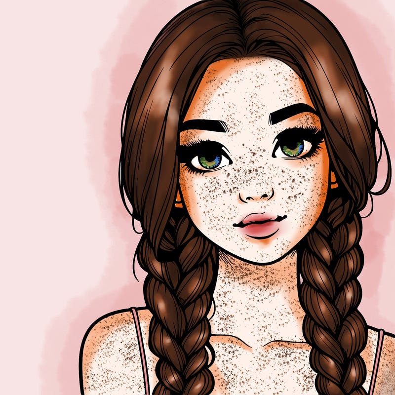 realistic girl with braids