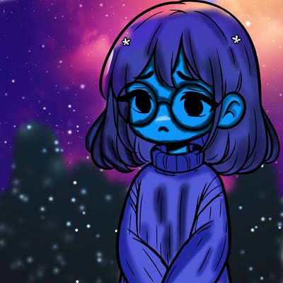 sad girl with glasses in a sweater