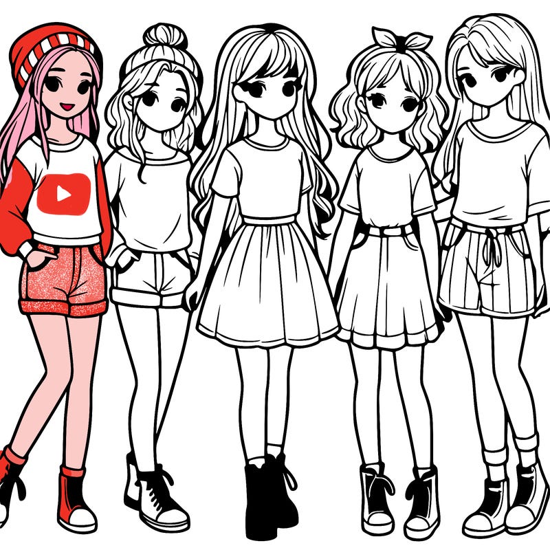 a group of five girls