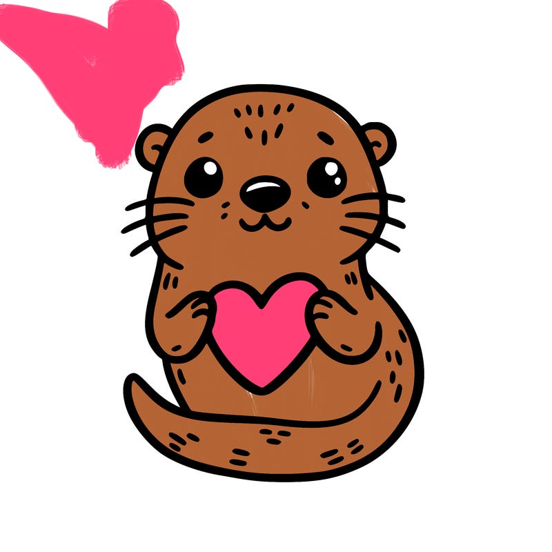otter with a heart