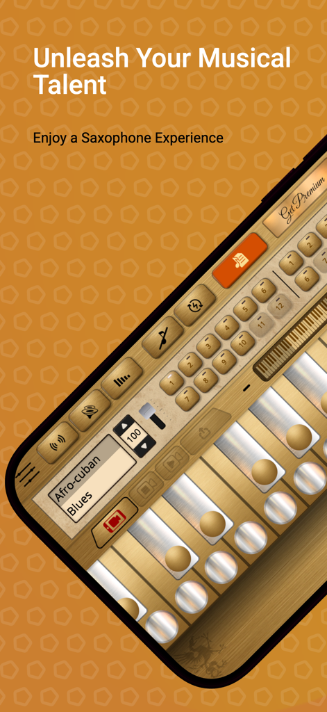 Saxophone Sim - Saxophone Sim app interface displaying realistic saxophone keys and musical controls
