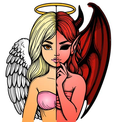 realistic angel half demon