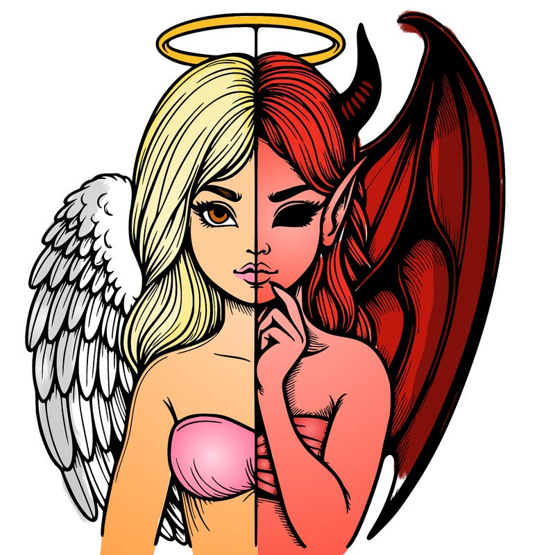 realistic angel half demon