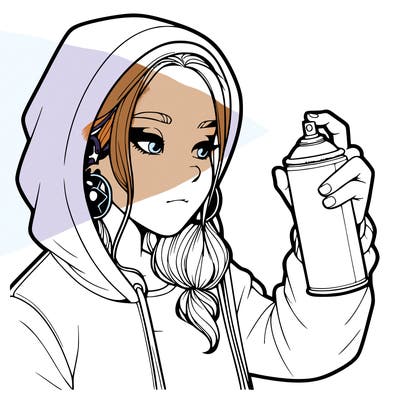 a realistic girl, spray painting