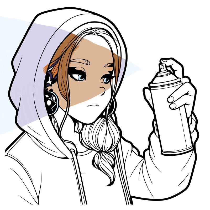 a realistic girl, spray painting