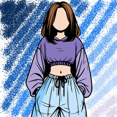 realistic girl faceless with baggy pants and a crop top