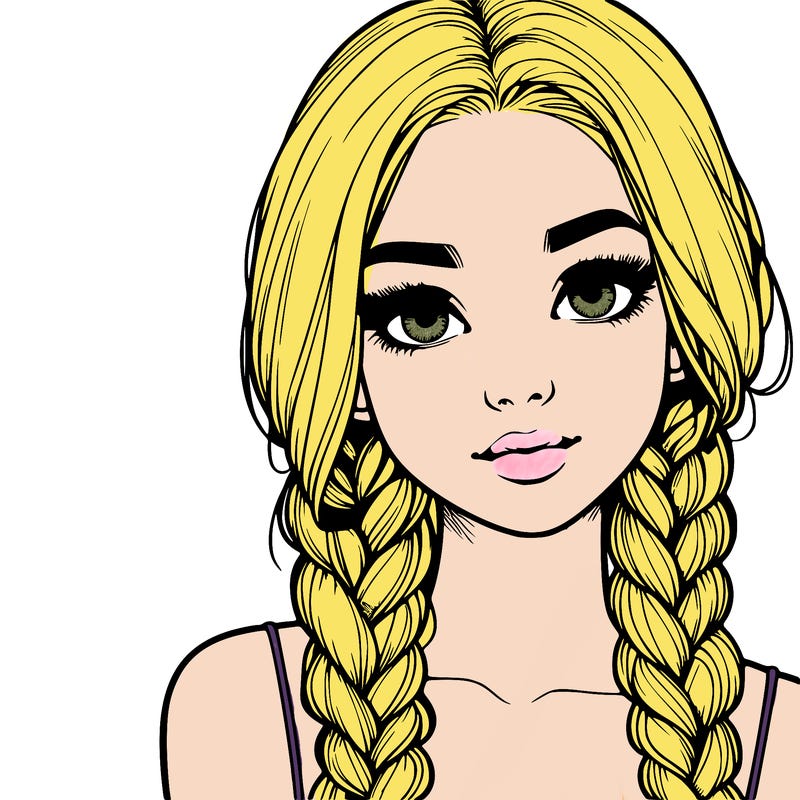 realistic girl with braids