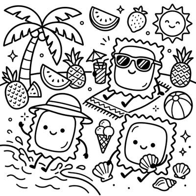 Get ready for a delicious dose of sunshine with our Ravioli Summer Vacation coloring page, specially designed for seniors. Enjoy bringing vibrant colors to these cheerful pasta pals as they relax on a fun-filled beach.
