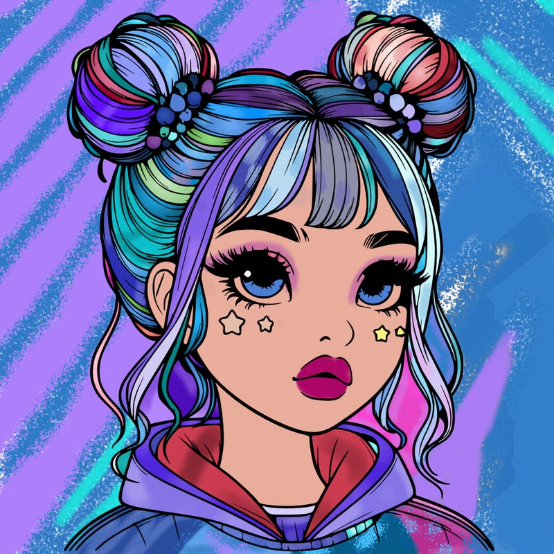 realistic girl with space buns