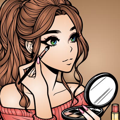 a realistic girl doing her makeup