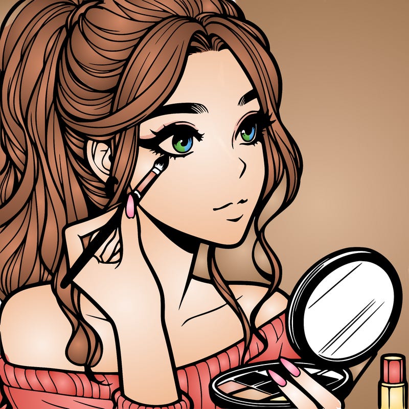 a realistic girl doing her makeup