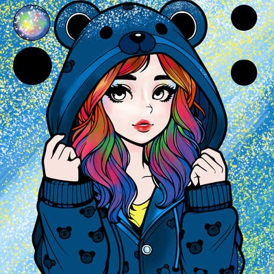 realistic girl in a animal pjs hoodie