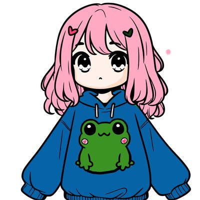 girl wearing frogging sweatshirt