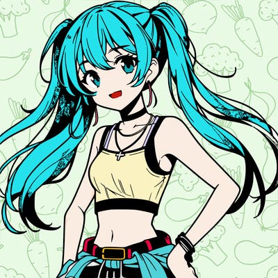 anime girl wearing crop top