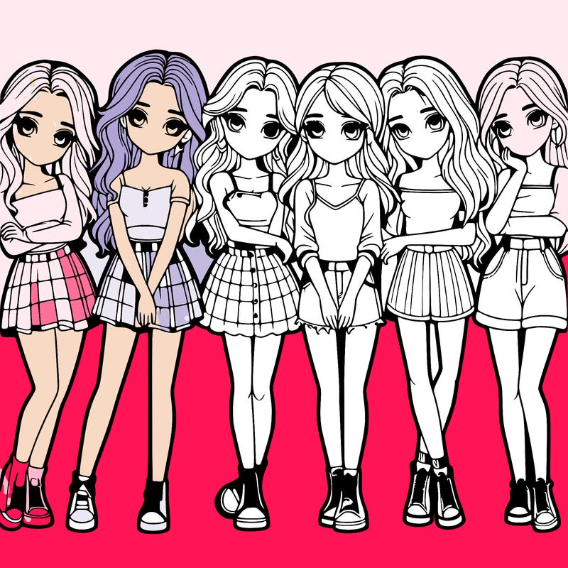 a group of girls realistic