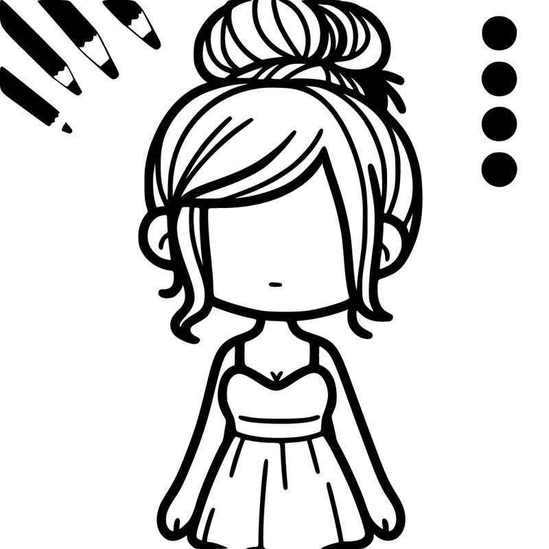 make a girl with body and messy bun no eyes