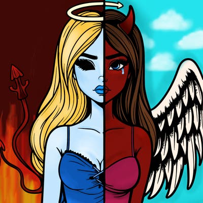 devil vs angel realistic girl