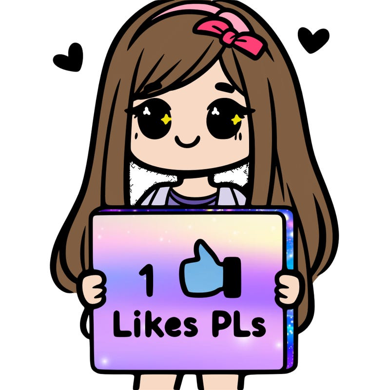 girl holding a sign saying 10 likes pls