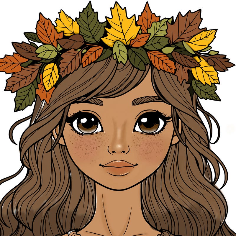 realistic girl with fall leaf crown