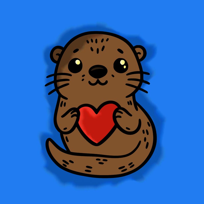 otter with a heart