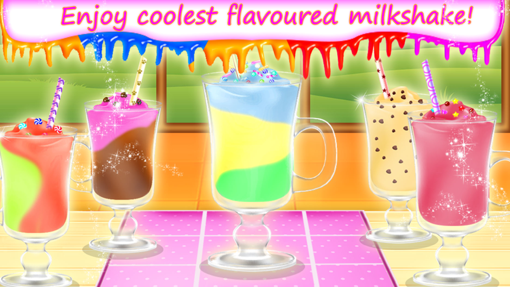 My Frozen Milkshake Party - 様々なトッピングが施された、カラフルなフローズンミルクシェイクのセレクション