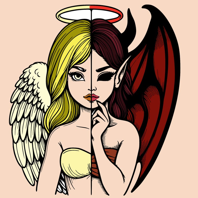 realistic angel half demon