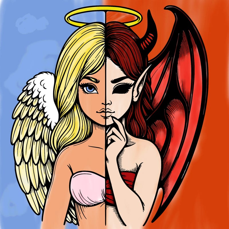 realistic angel half demon