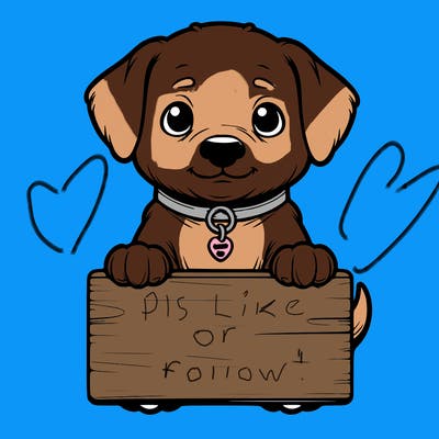 realistic puppy holding sign