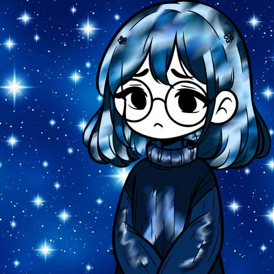 sad girl with glasses in a sweater