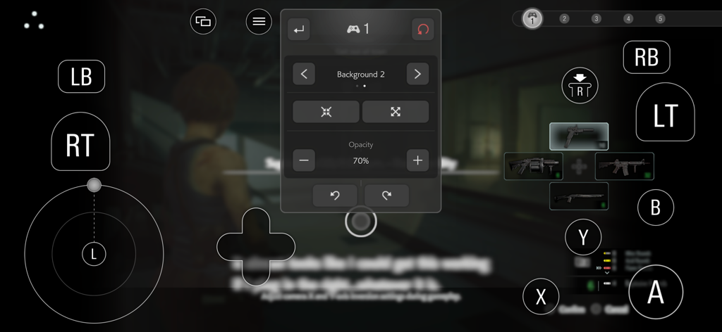 Customizable on-screen touch controls menu for Resident Evil 3 on iPhone and iPad