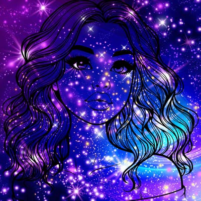 realistic girl with wavy hair and lips