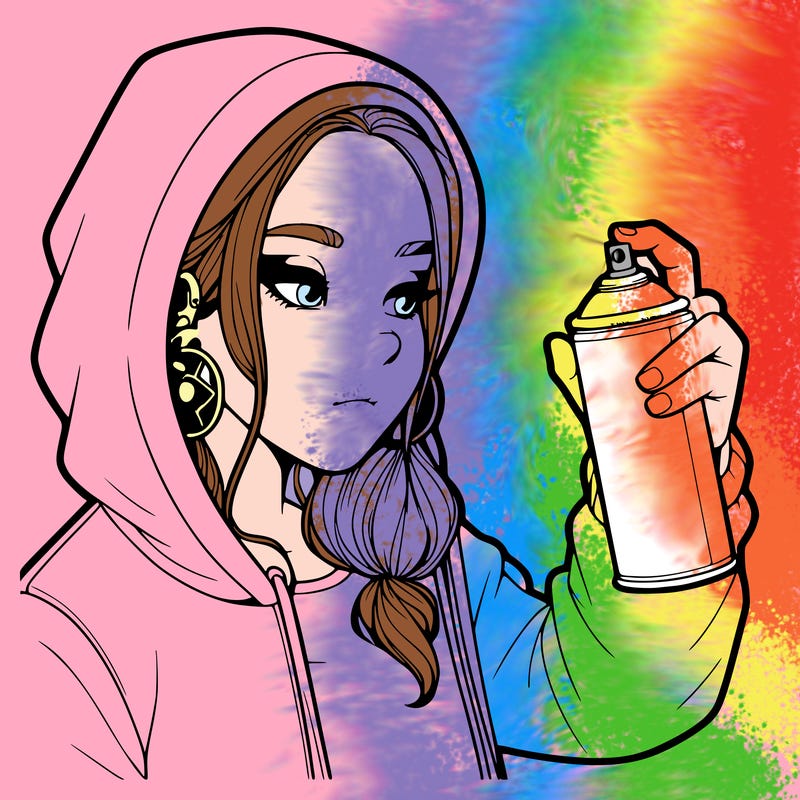 a realistic girl, spray painting