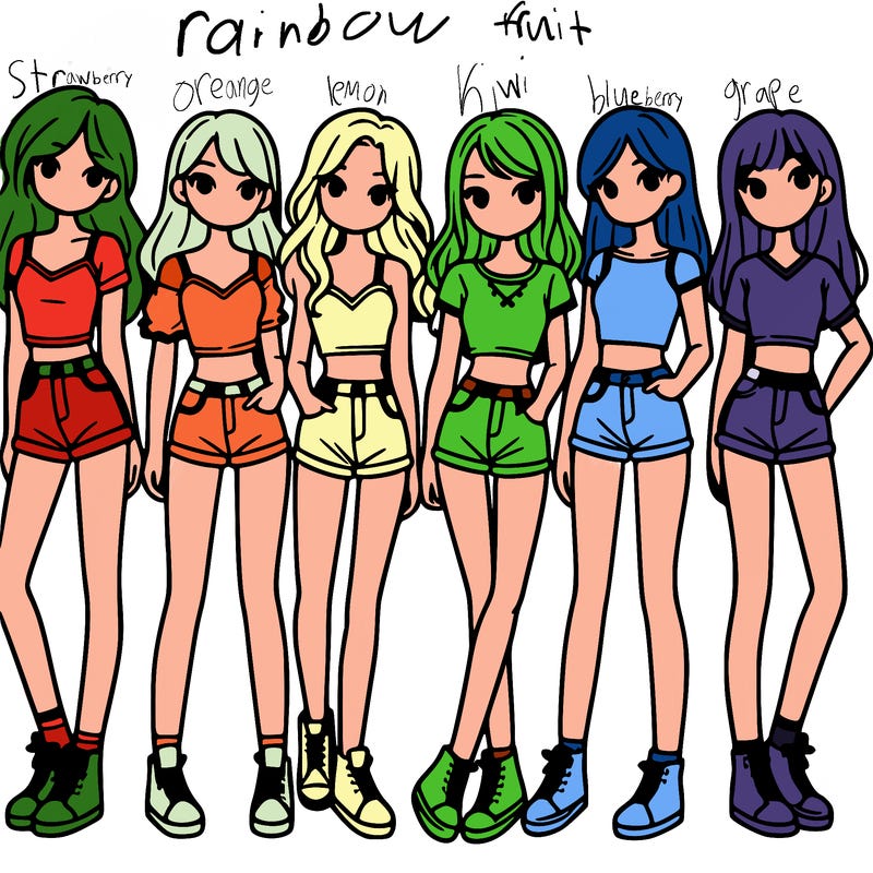 a group of girls wearing crop tops and shorts