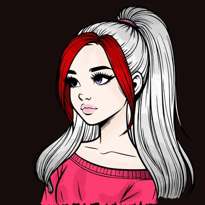 realistic girl with a high ponytail