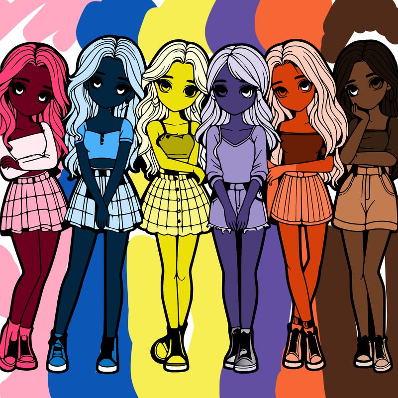 a group of girls realistic