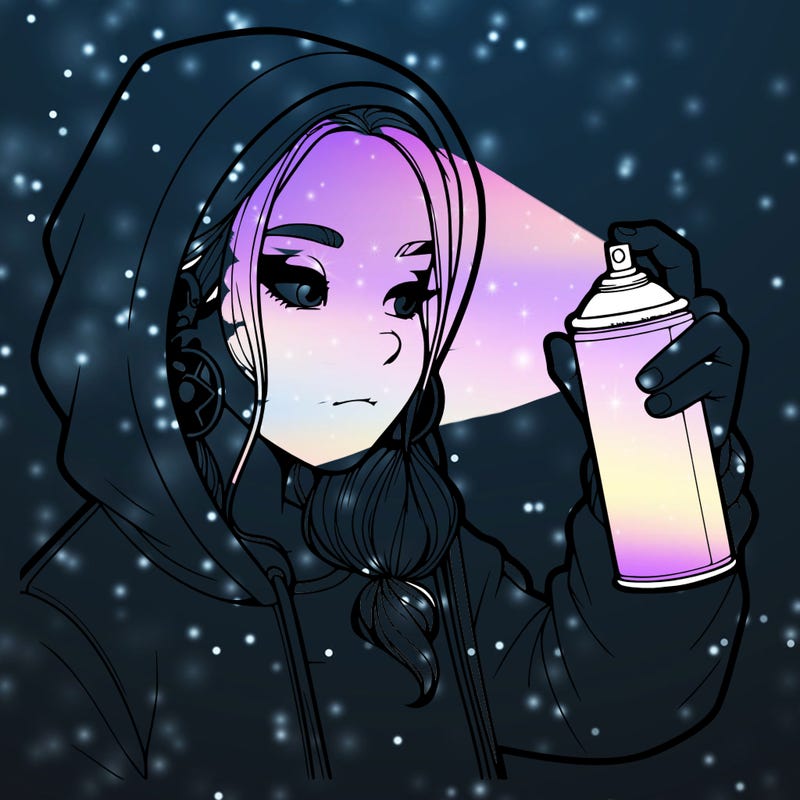 a realistic girl, spray painting