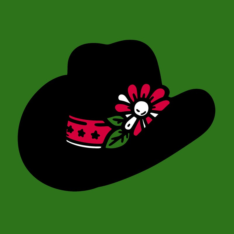 cow boy hat with flower