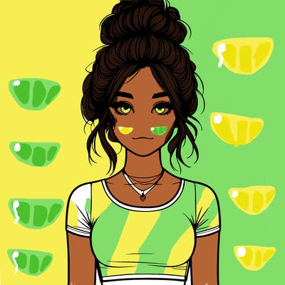 realistic girl with messy bun and croptop