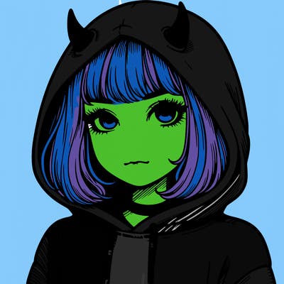 realistic girl with devil hoodie